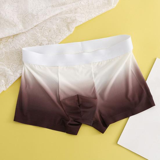 Boxer da uomo, con stampa a lettere, con stampa sfumata, in seta ghiacciata, con design a U convesso, vestibilità aderente, mutandine ad alta elasticità