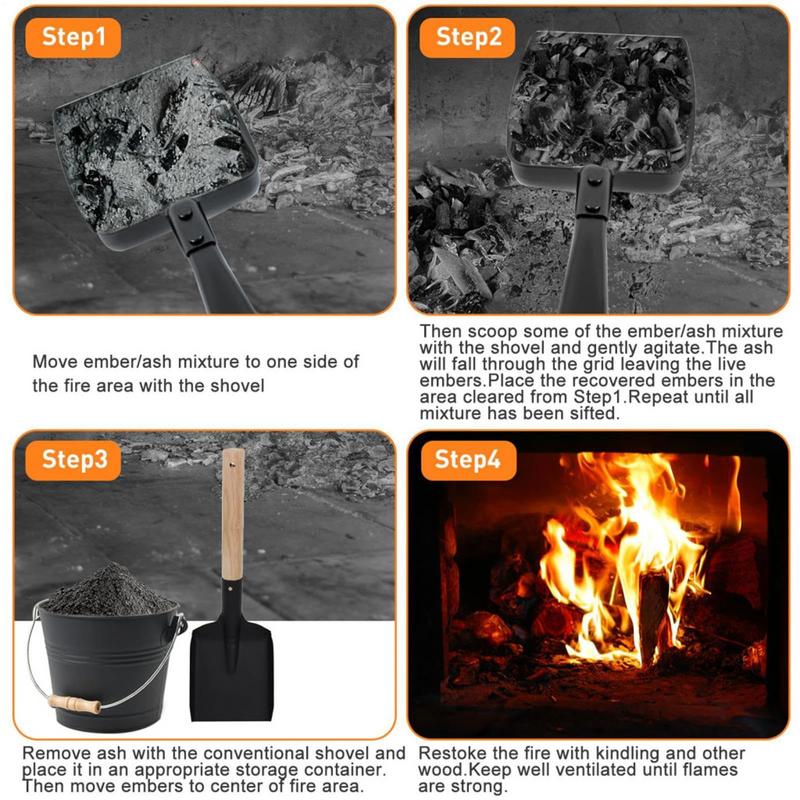 Coal Shovel For Wood Stove Hollow Out Charcoal Shovel Heat Resistant Grill Tools Portable Grilling Supplies For Outdoor Fire Pit