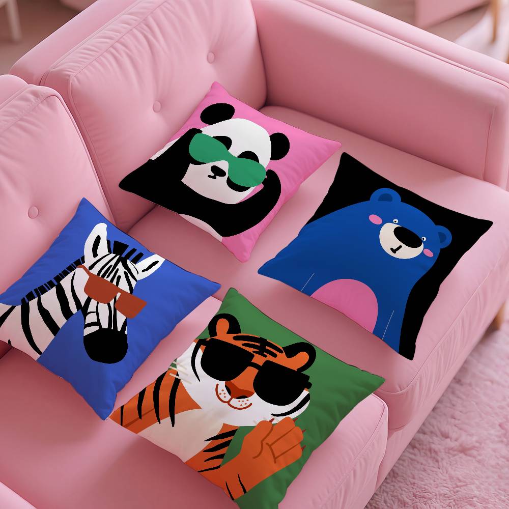 Cartoon Animal Pillow Case Pattern Printing Pillowcase Living Room Sofa Cushion Cover Bedroom Room Decor