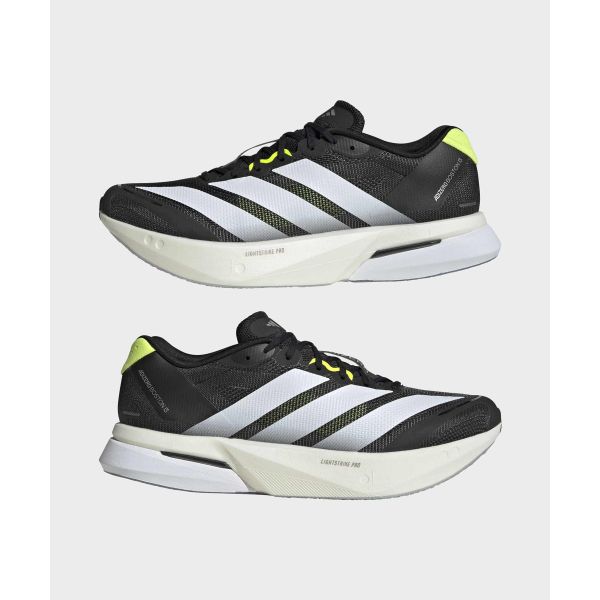 adidas Adizero Boston 13 Black Cloud White Solar Yellow Unisex Sneakers KH5603