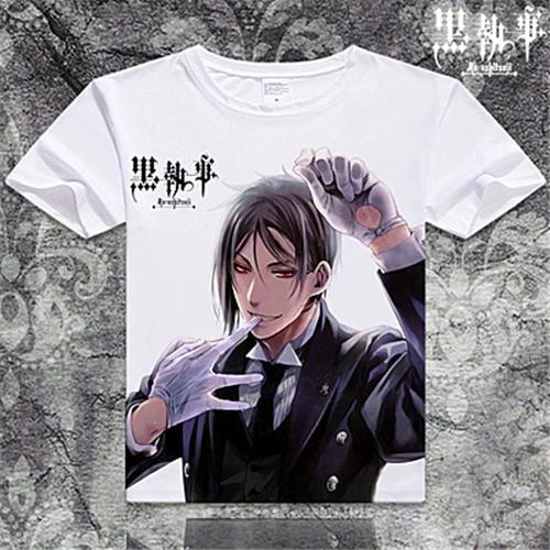 Black Butler Kuroshitsuji Sebastian Anime Manga T-Shirt Shirt Costumes White New L
