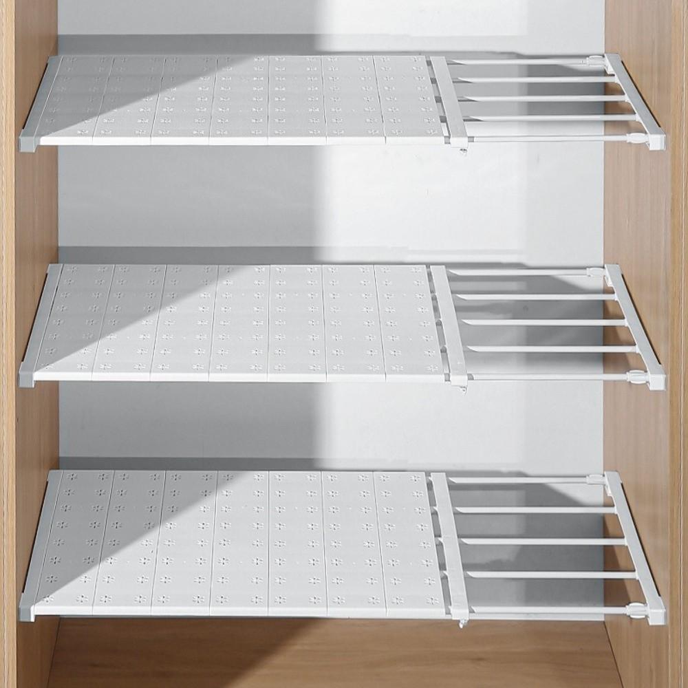 Wall Mounted Retractable Layers Board Punch-free Closet Dividers Wardrobe Storage Shelf  Bedroom