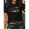 Calvi Pattern Round Neck Women T-shirt Short Sleeve Fashion Print Half Sleeve Shirt Stretch T-shirt
