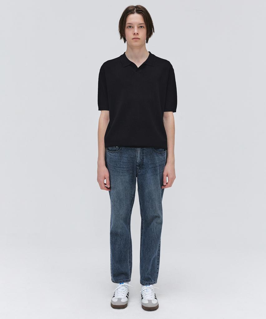 EZIO Open Collar Half Knit_Black