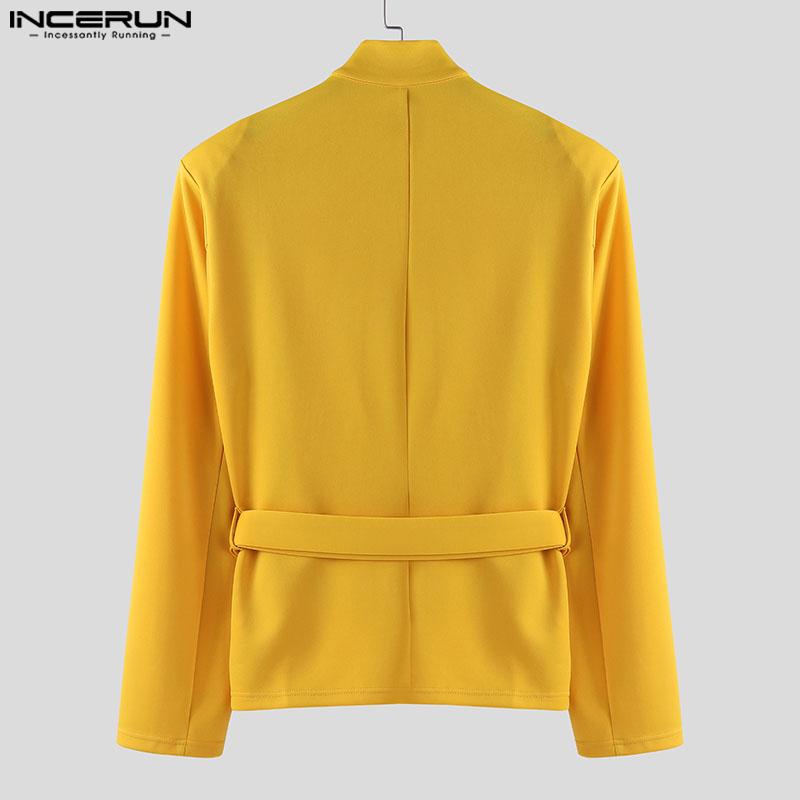 INCERUN Men Long Sleeve Hollow Out Cutout Party Thin Blazer Coats