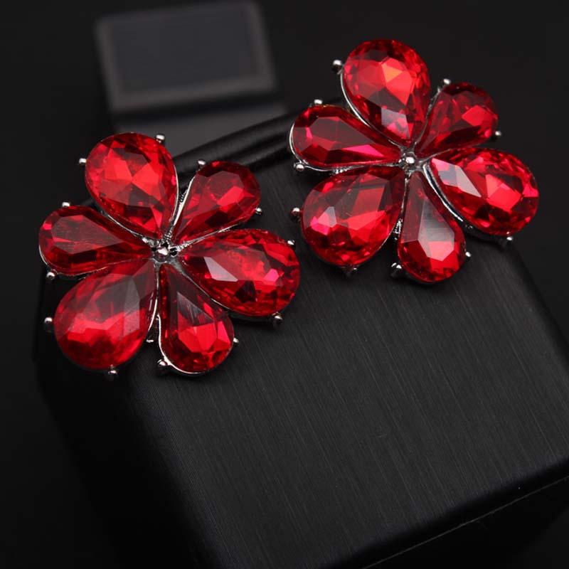 Exaggerated Flower Earrings Crystal Gemstone Stud Earrings Women'S Fashion Earrings