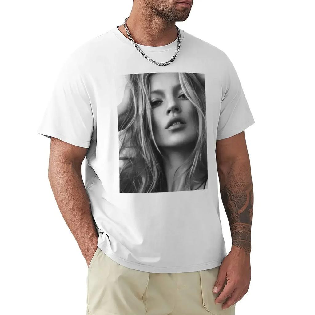 Kate Moss supermodel beauty portrait Long T-Shirt anime customs customizeds T-shirt summer top hippie clothes clothing