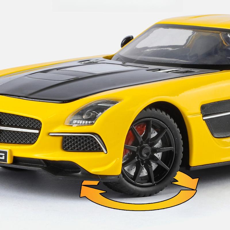 1:24 SLS AMG Sports Car Alloy Model Metal Toy Car Diecast Simulation Sound & Light Collection Toys For Boys Gifts