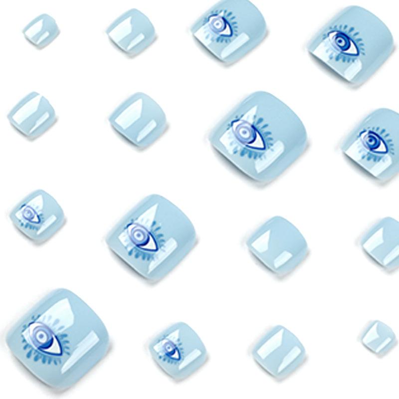 Wearing Nail Blue Foot Nail Cool Eye Nail Art Foot Nail Patch Finished Product Removable Fake Nail Nail