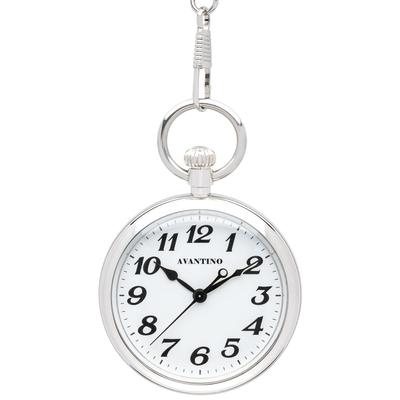 CREPHA Pocket Watch for Japanese Simple Battery Stainless White Silver Men, Movement, 50mm, Design, Operated, Steel, Analog, Dial, Business,