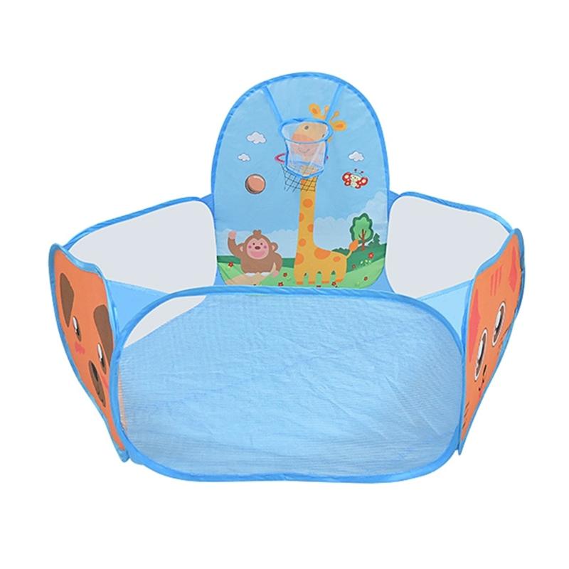 Folding Children's Ball Pit Tent with Basketball Hoop, Portable Playpen for Toddlers' Imaginative Play, Balls Not Included