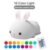 LED NightLights Silicone Rabbit Night Light with Remote Control Charging Colorful Atmosphere Lamp for Children Kids Holiday Gift