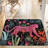 VIKAMA Tropical Pink Leopard Non?Slip Floor Mat 2D Print Jungle Flower Animal Art Rug Easy Clean Entrance Bedroom Home Decor