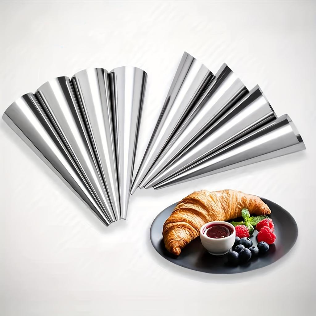 5-Piece Set Stainless Steel Cream Horn Molds - Cone Shaped Danish Pastry Roll Horns