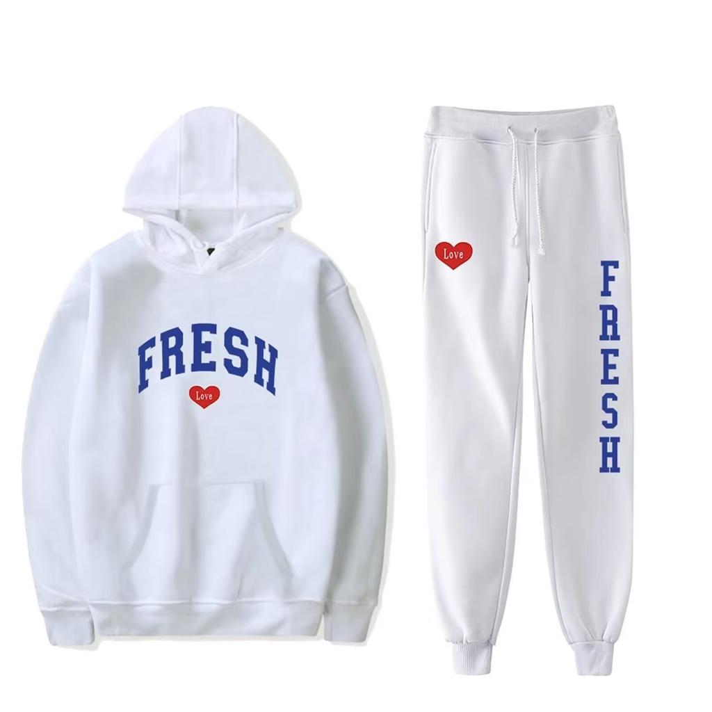 Americká retro minimalistická písmenová módní tištěná sportovní mikina s kapucí podzimní a zimní fleecová izolační mikina bunda ležérní set