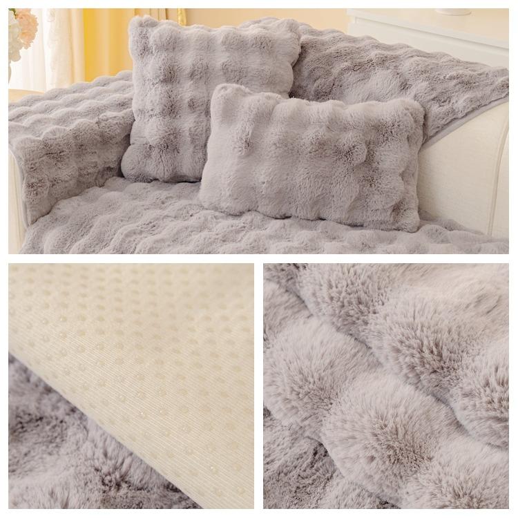 

Подушка для дивана 1/2/3/4 мест, универсальный нескользящий чехол для дивана, коврик, плюшевый защитный коврик для дивана для украшения гостиной, полотенце для дивана в форме буквы L 70x70cm 1cps светло-серый