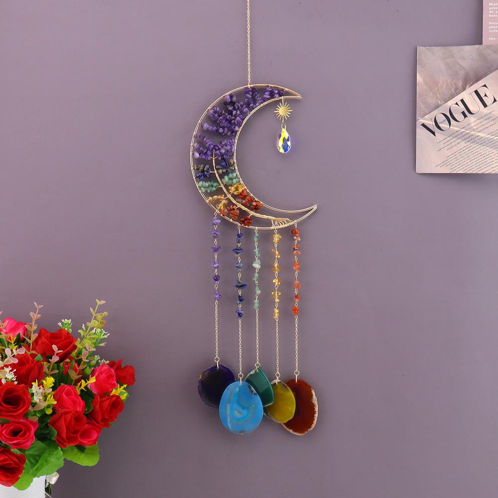 Tree of Life Agate Slice Crystal Pendant - Handmade Craft