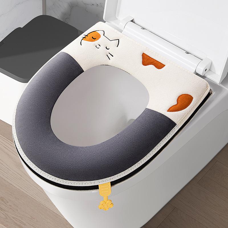 Thick Zipper Style Toilet Seat Cushion for Autumn and Winter