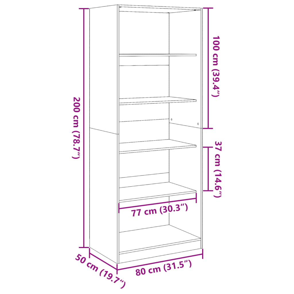 White Wardrobe 80 x 50 x 200 cm Engineered Wood