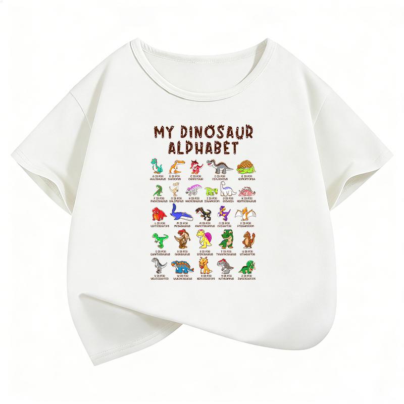 T-Shirt Lustiges Tier Dinosaurier Aufdruck T-Shirt Mädchen Sommer Manga Kurzarm Oberteile T-Shirts Niedliche Jungen Kleidung