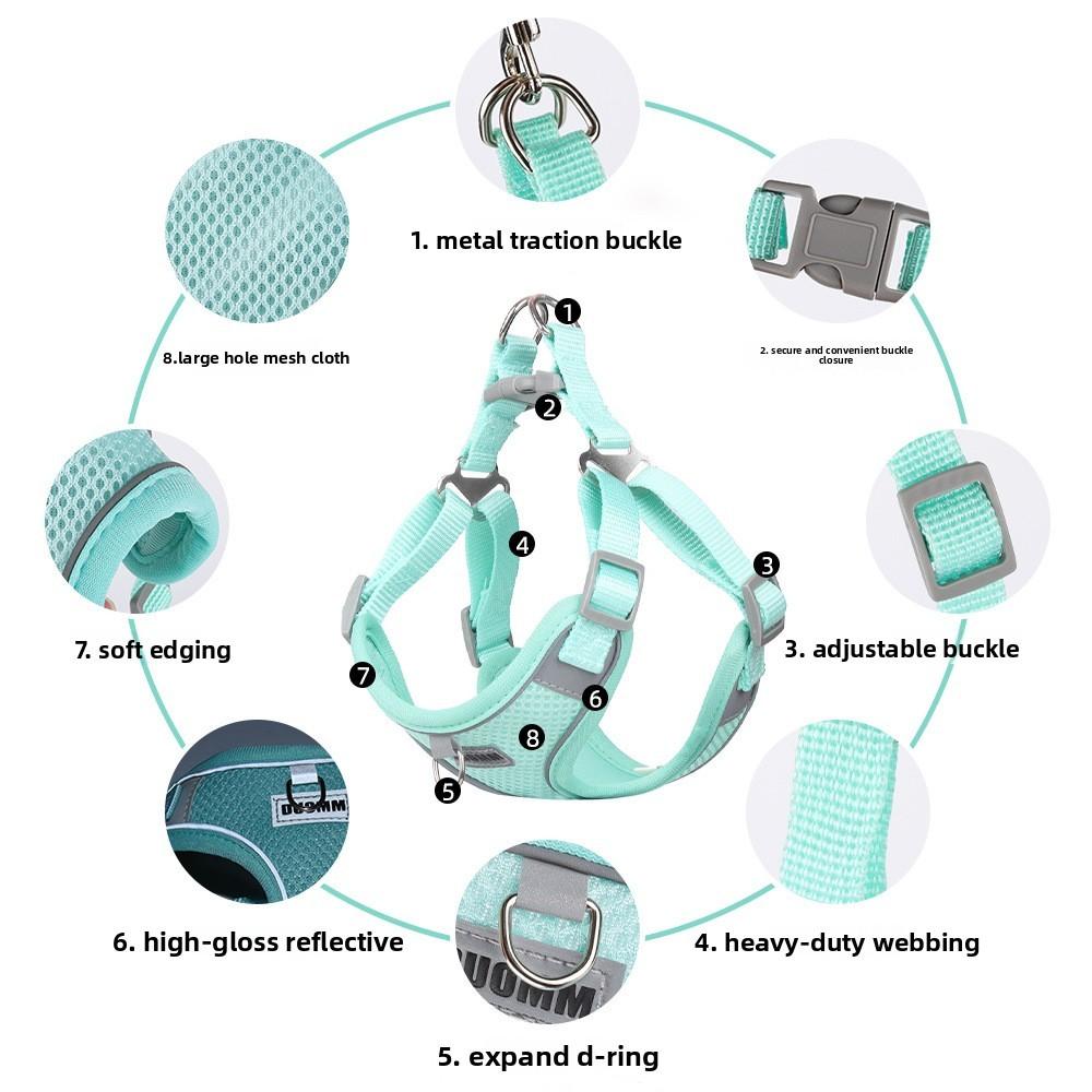 Pet Mesh Chest Harness With Quickdry Material For Small Medium Large Dogs