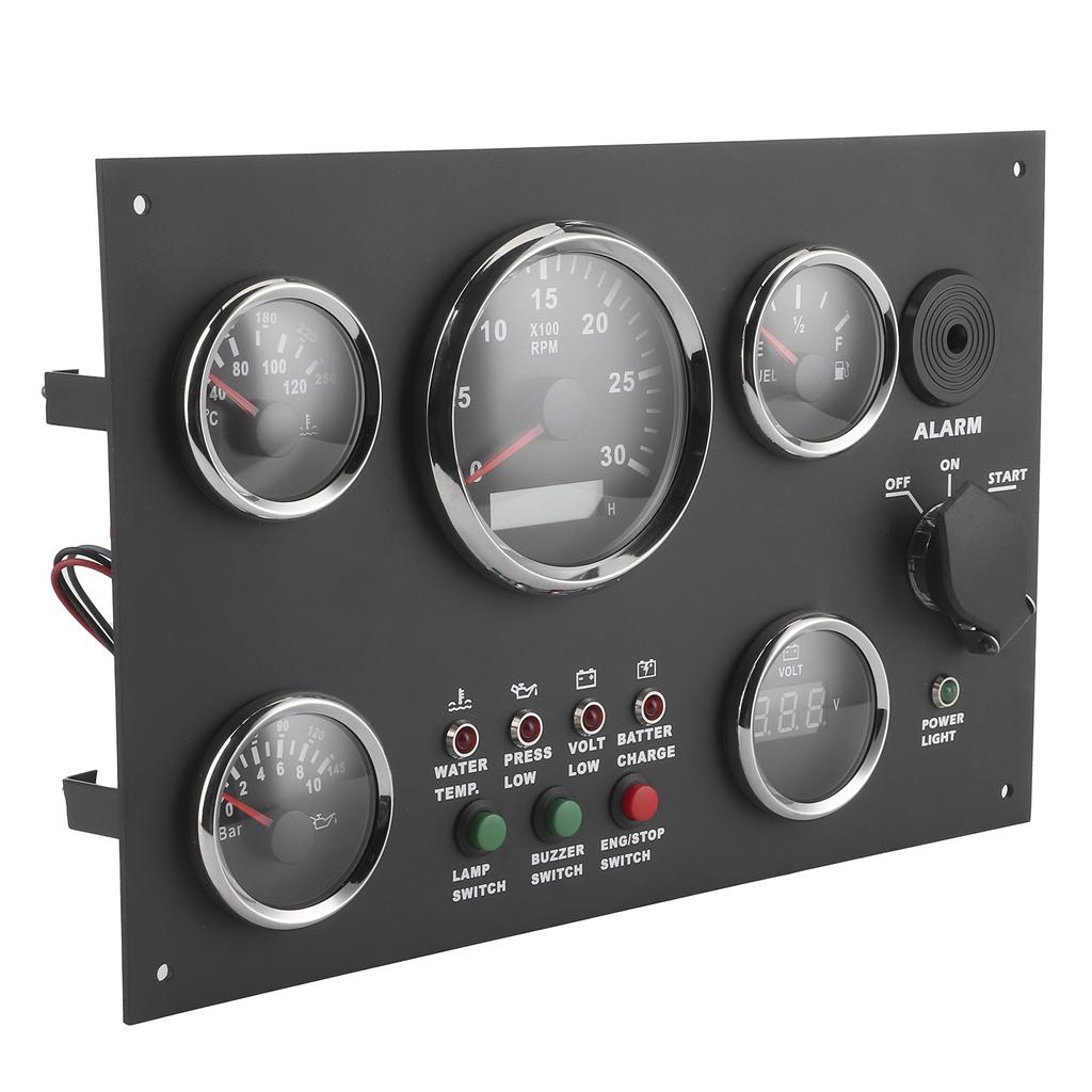 24V Gauge Cluster Oil Pressure Level Water Temperature Voltage Display with Ignition Keys