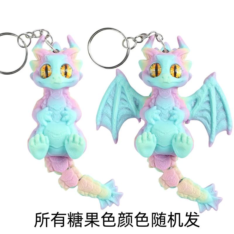 3D Printed Dragon Keychains Articulated Dragons Dragon Fidget Dragons Keychain Ornaments Simulation Model Figurines Statue Gifts