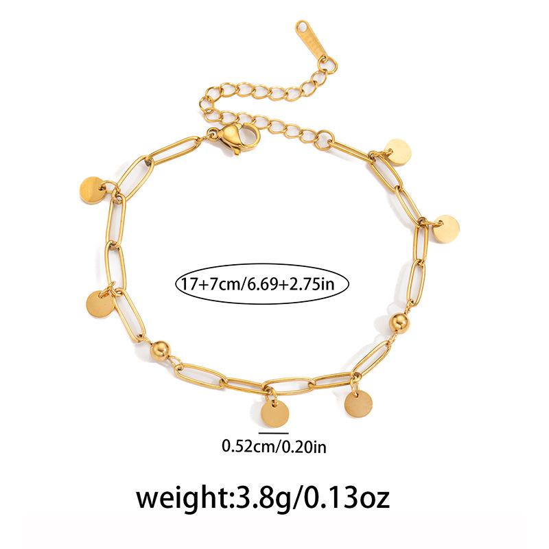 Stainless Steel Oval Patchwork Bracelet with Round Bead & Plate Pendant for Women – Luxury, High-End Feel