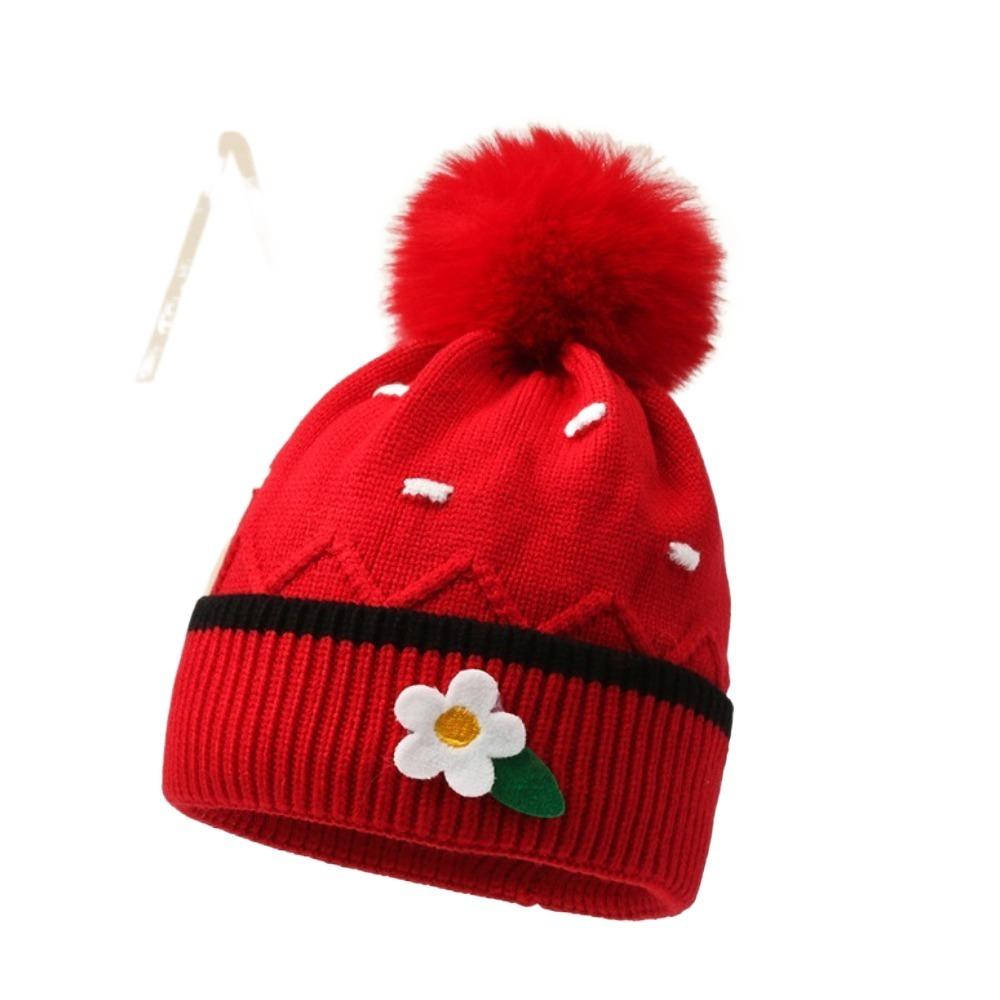 Solid Color Knitted Hats Woolen Balls Woolen Hats Cartoon Baby Hat  Unisex