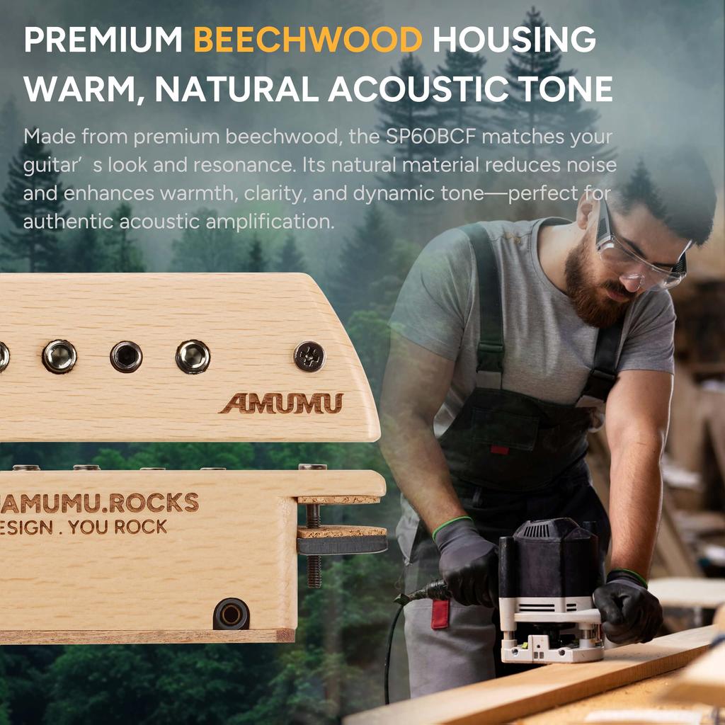 AMUMU SP60BCF Magnetic Passive Soundhole Humbucker Pickup for Acoustic Guitar
