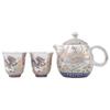 Luxury Dragon & Phoenix Silver-Plated Tea Set: One Pot, Two Cups, Dragon Egg Infuser, Gift Box Included