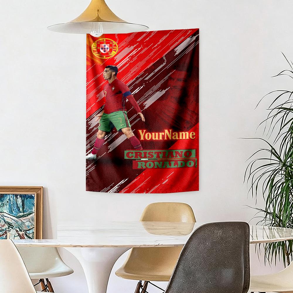 Cristiano Ronaldo Custom Your Name Wall Decor Tapestry Art For Pet Memorial Birthdaywedding Party Backdrop Family Gift