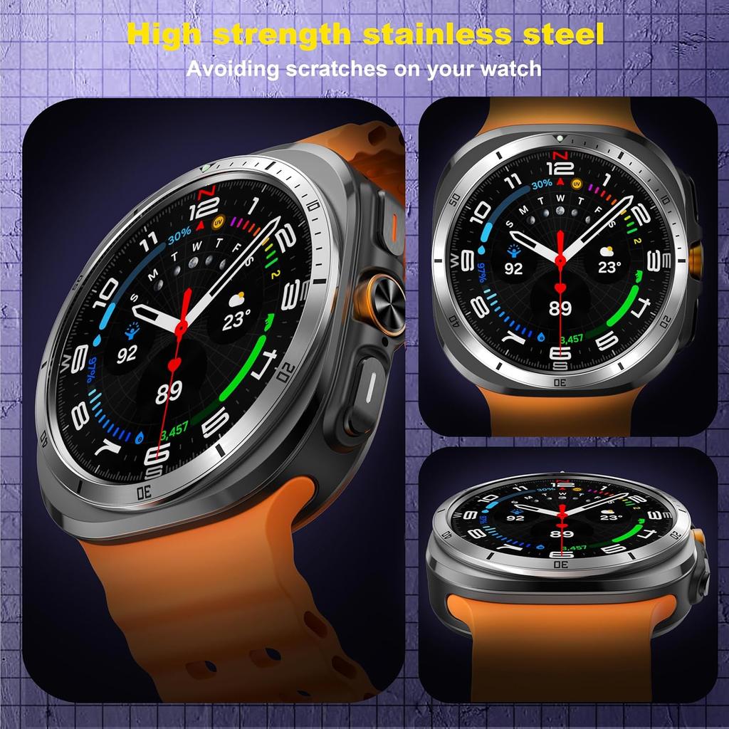 Bezel Cover Compatible with Samsung Galaxy Watch Ultra Classic Case 47mm, Aluminum Metal Bezel Ring Adhesive Cover Anti Scratch Protector Accessory,