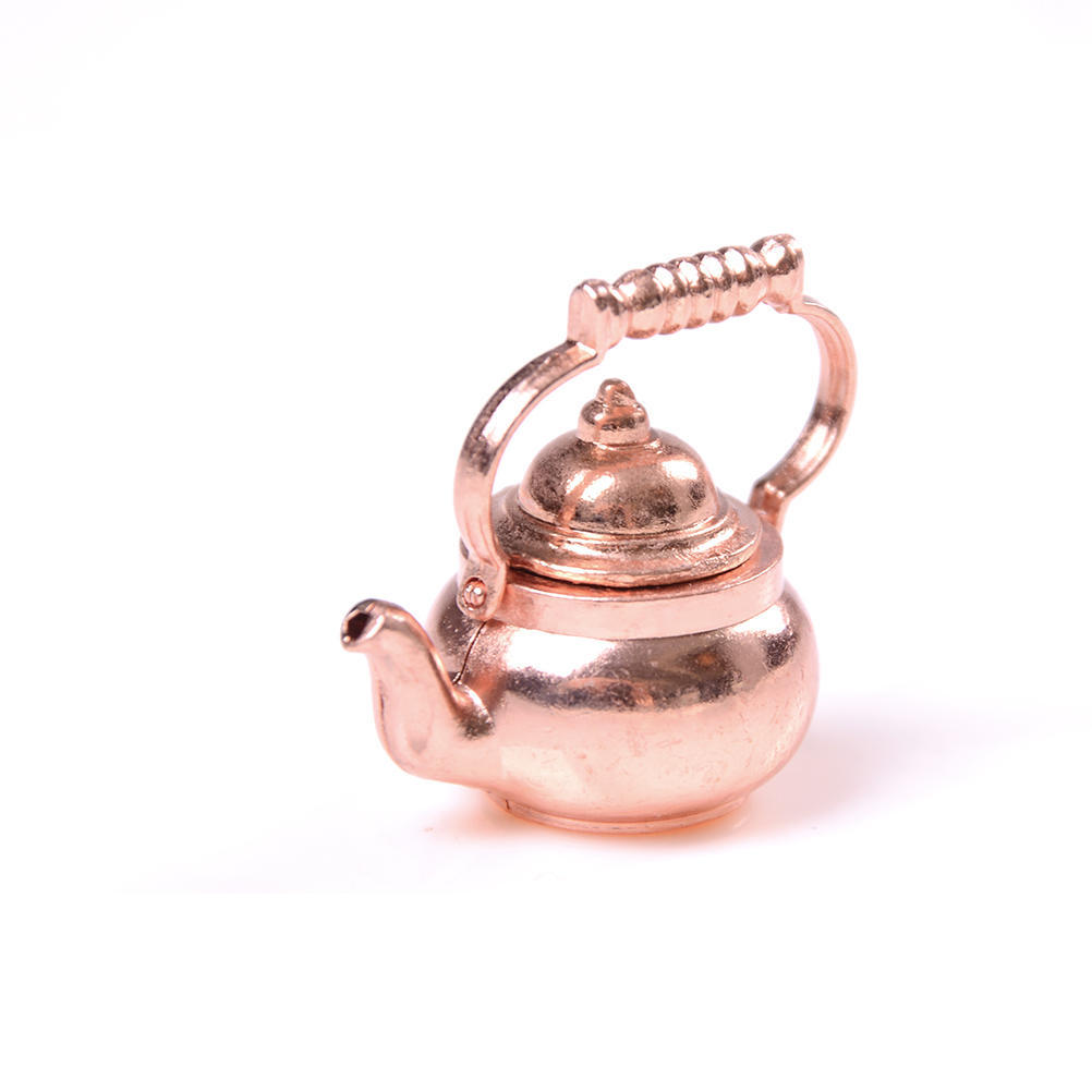 1 Pc 1/12 Dollhouse Miniature Copper Tea Kettle/Tea Pot