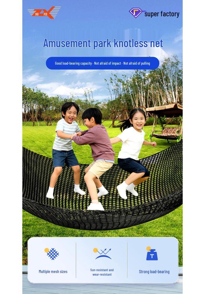 Double-Layer Knotless Safety Net for Children's Climbing and Site Enclosure