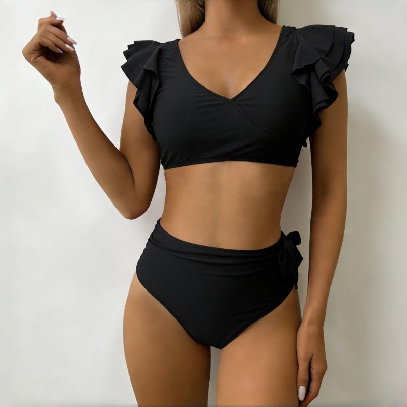 Women S High Waist Ruffled Split Bikini Swimwear For Vacation