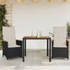 Vidaxl 3-Cz. Bistro Furniture Set with Cushions, Black, Poly Rattan