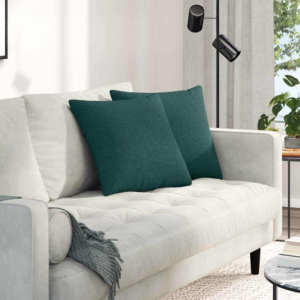 Sofa Cushions 2 pcs Dark Green 45 x 45 cm Fabric
