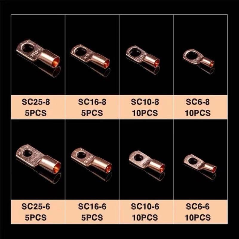 60Pcs Copper Lugs Rings Crimps Terminals Battery Wire Welding Cable Connectors Eyelets Tubular Rings Terminals Connectors