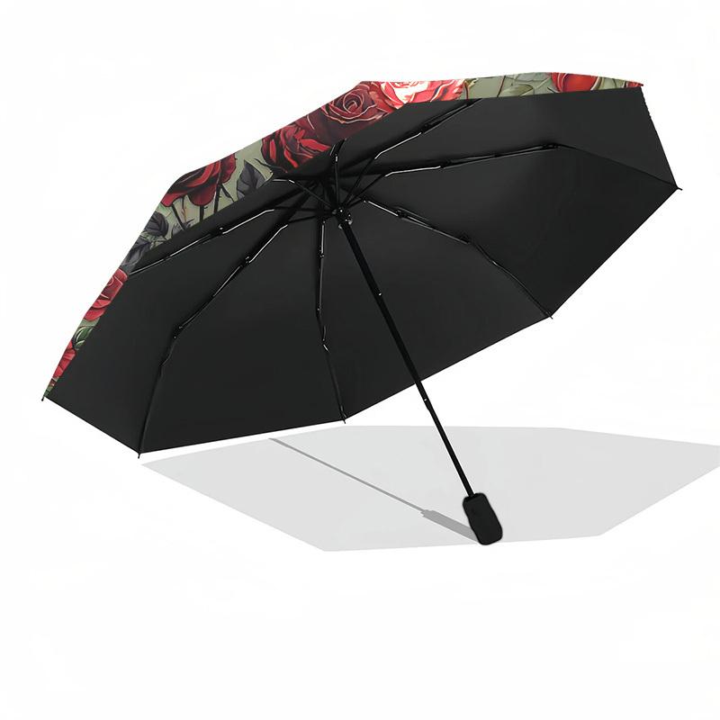 1 Stück Rose Floral Regenschirm-8-Rippen Verstärkt, Automatisches Öffnen, Leicht & Langlebig, Modeaccessoire für Außenbereich, Strand L0344