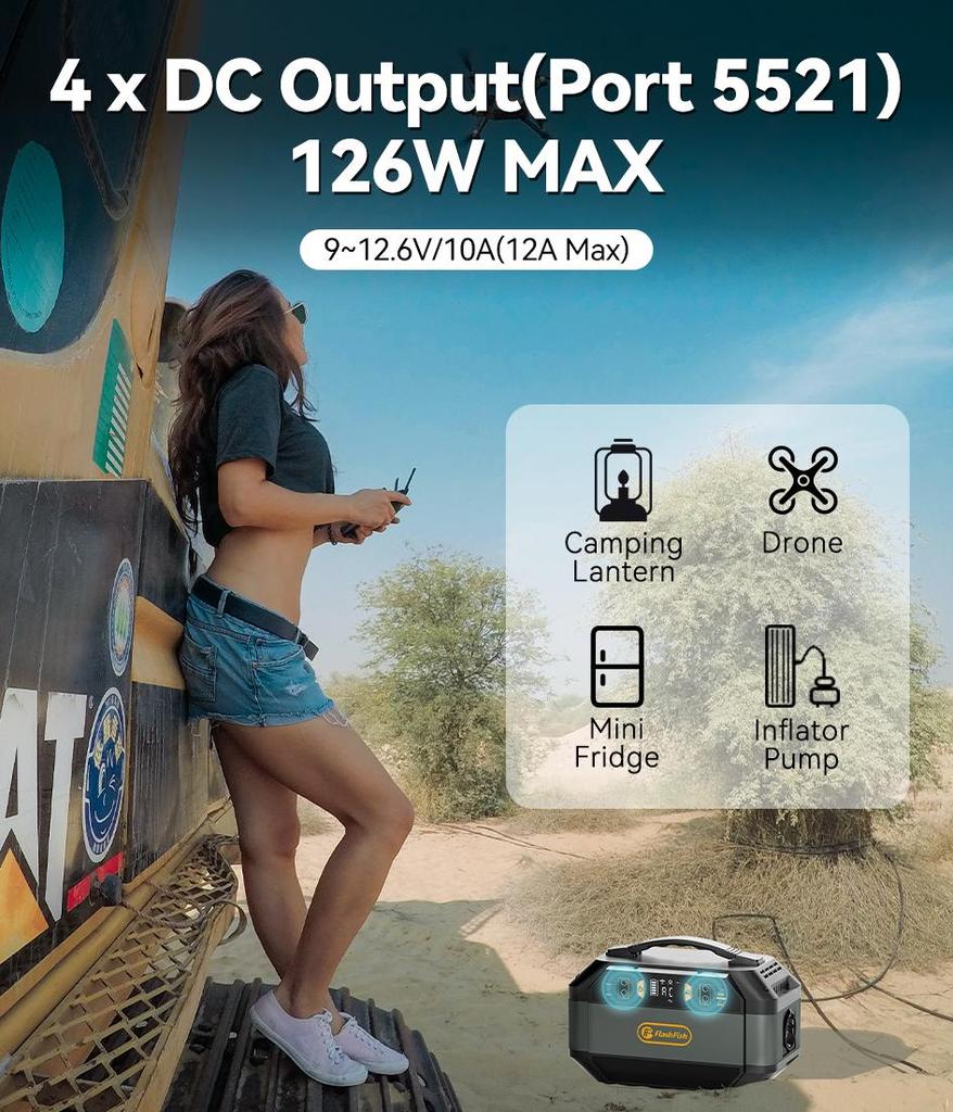 Flashfish P56 Portable Power Station 288.6Wh Battery Capacity 3 Practical Charging Methods BMS Multi‑Safety Protection