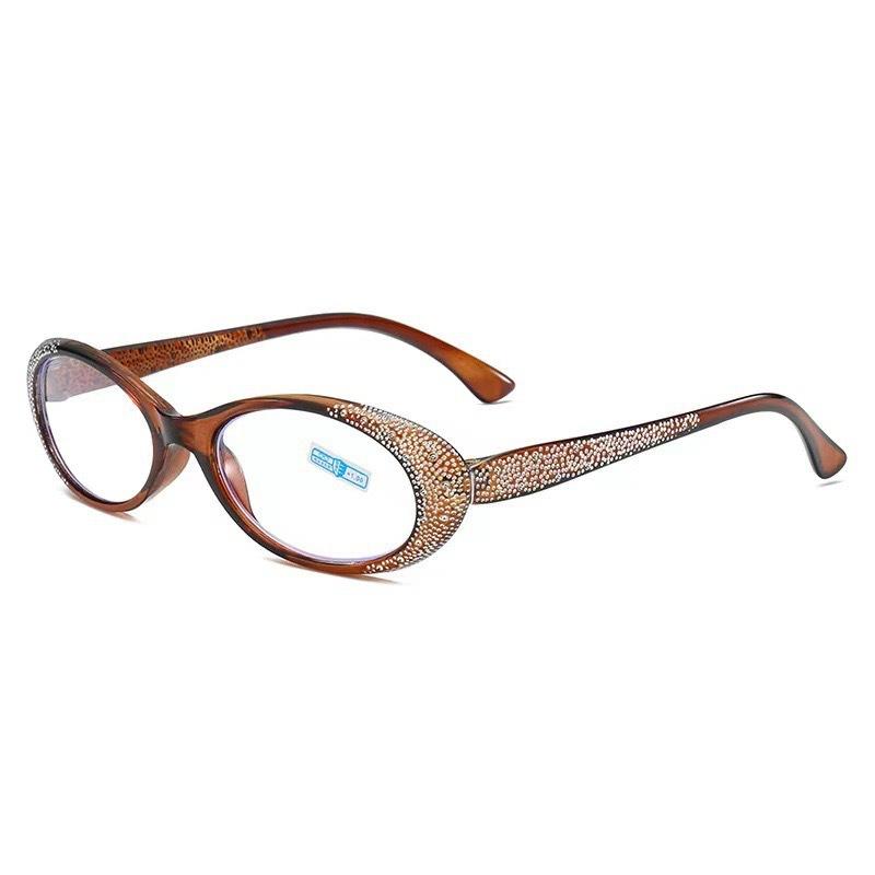 Fashionable Small Frame Diamond Reading Glasses Women's Luxury Reading Glasses Anti-blue Light Glasses Diopter To 0+4.0
