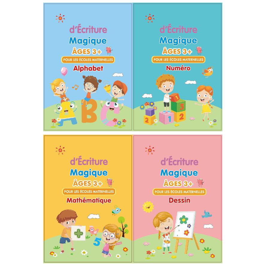 Multilingual Children's Calligraphy Practice Book – English, French, Arabic Grooves, Magic Ink, Fading Edition