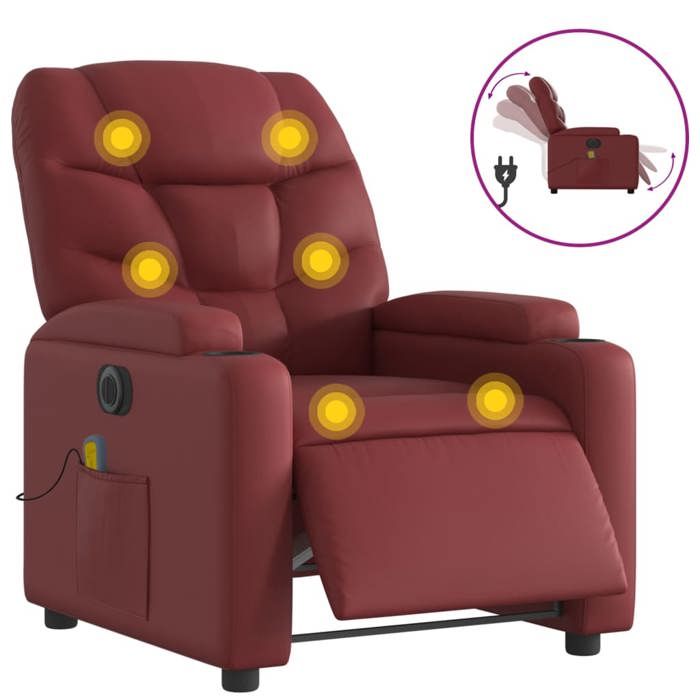 VidaXL Electric Reclining Massage Armchair, Relaxation Chair with Adjustable Backrest and Footrest, Seat of 3204655