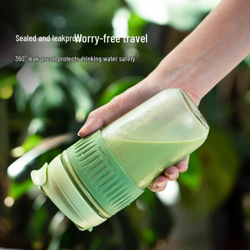 LocknLock Glass Water Bottle with Straw, 500ml