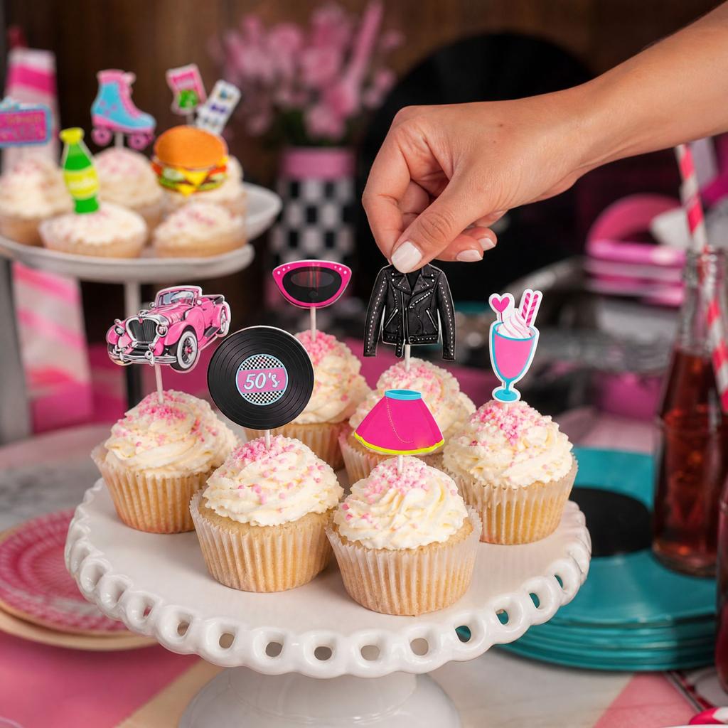 Retro 1950s and Roll (12 Pack) - Vintage Picks for Party Decorations