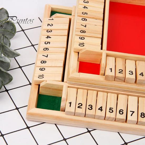 Tabellone del Gioco Shut The Box con 2/4 Dadi a Quattro Lati per Bambini Adulti Famiglia Educativo in Legno Matematica Numeri Strategia Giocattolo Chiudibile Accessori Notturni 4 Giocatori