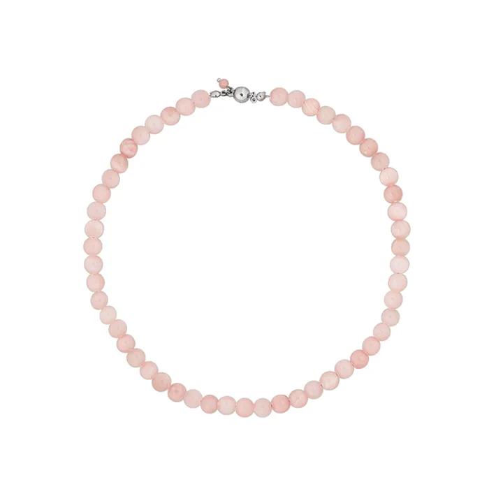 [/Free Shipping]_Pink Cloud Beads Necklace (8mm) Pink Cloud Jade Gemstone Bead Necklace