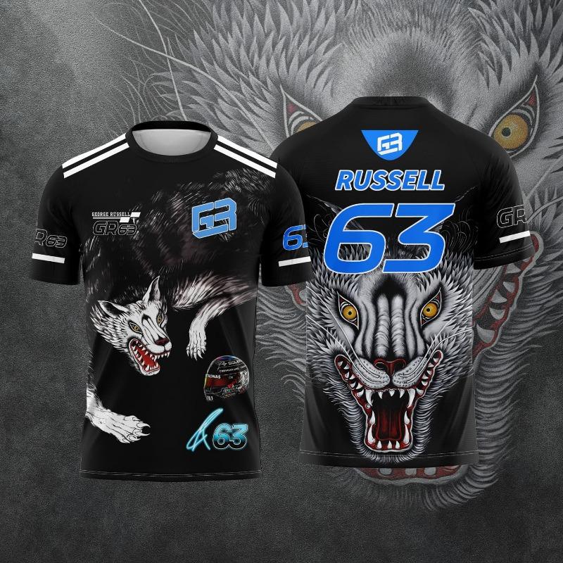2026 Nuovo Numero di Gara. T-shirt con Stampa 3D Fan di George Russell 63 Uomo Donna Estiva Casual Manica Corta Abbinamento Famiglia