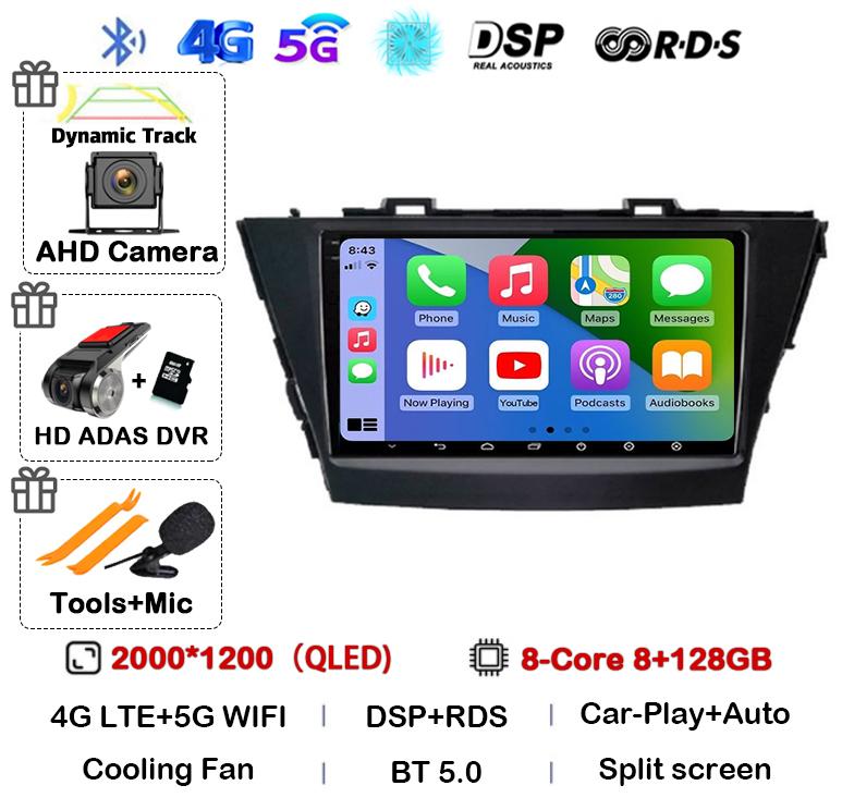 Android 14 Carplay For Toyota Prius Plus V Alpha 2012 2013 2014 2015 2016 2017 LHD/RHD Car Radio Multimedia Player Stereo GPS BT